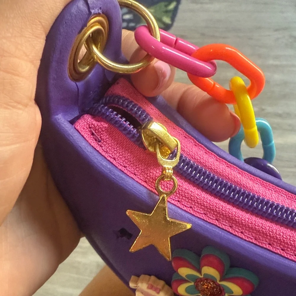 CROC Purple Kids Handbag with Colorful Chain